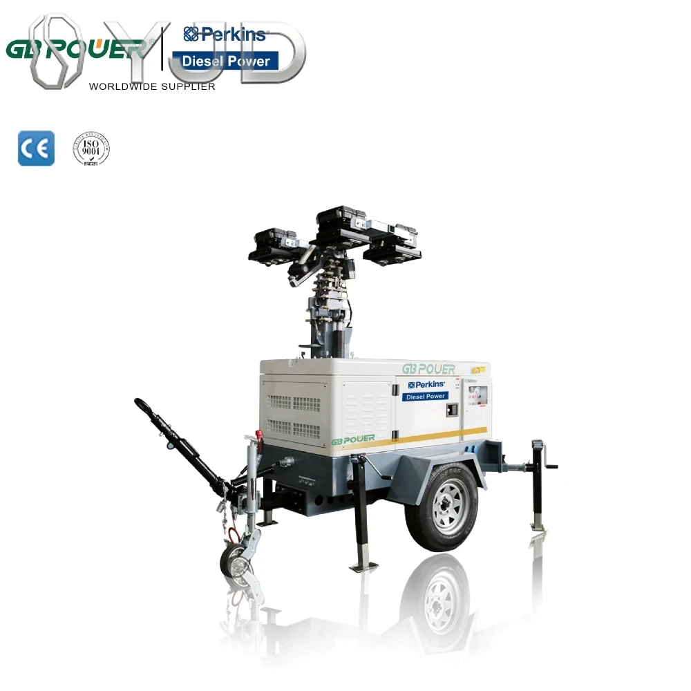 Automatic Remote Control Mobile Light Tower Generator 20kw diesel Portable Generator Set with Flood Lights Lighting Tower