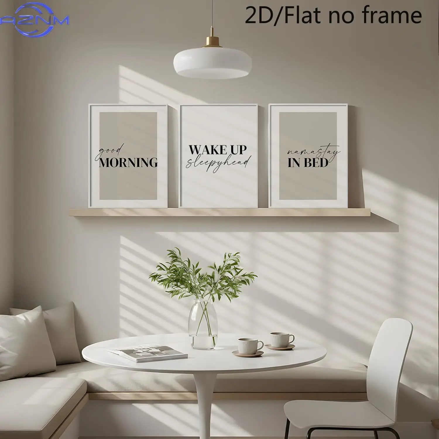 2D Plane, Frameless 3pcs Neutral Style Wall Decoration Painting, Font-Style Slogan 
