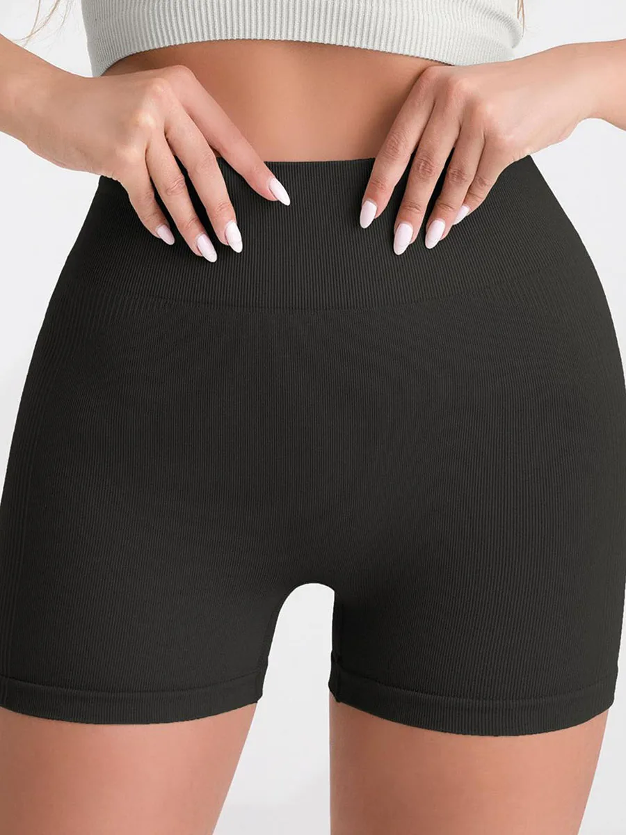 

Женские летние шорты для йоги, однотонные шорты для бега с эластичной резинкой на талии и высокой талией