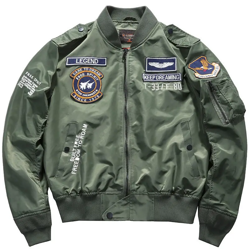 USA Man\'s Bomber Jacket Baseball Uniform Air Force One Army Aviation Jumper Aviator Workwear Baseball Jersey Embroidery Coat Men