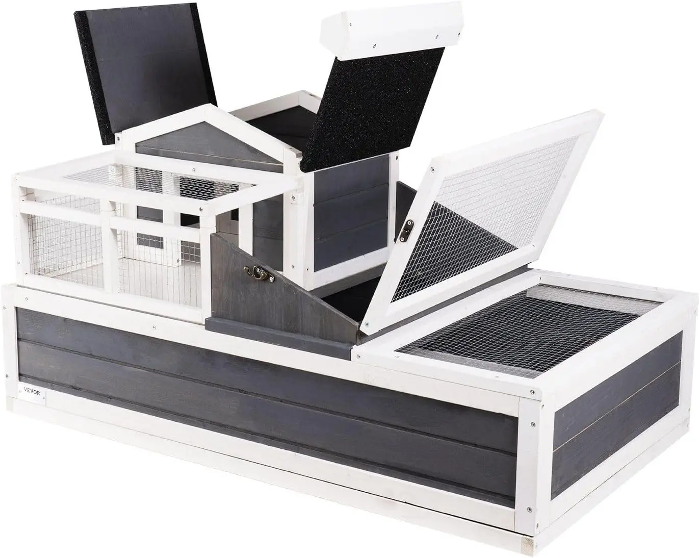 

Tortoise Habitat Wooden Tortoise House Indoor/Outdoor 3-Room 44x25.6x24in