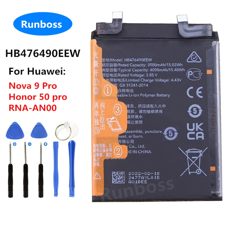 4000mAh HB476490EEW Battery For Huawei Nova 9 Pro , Honor 50 pro , RNA-AN00 Mobile Phone Battery