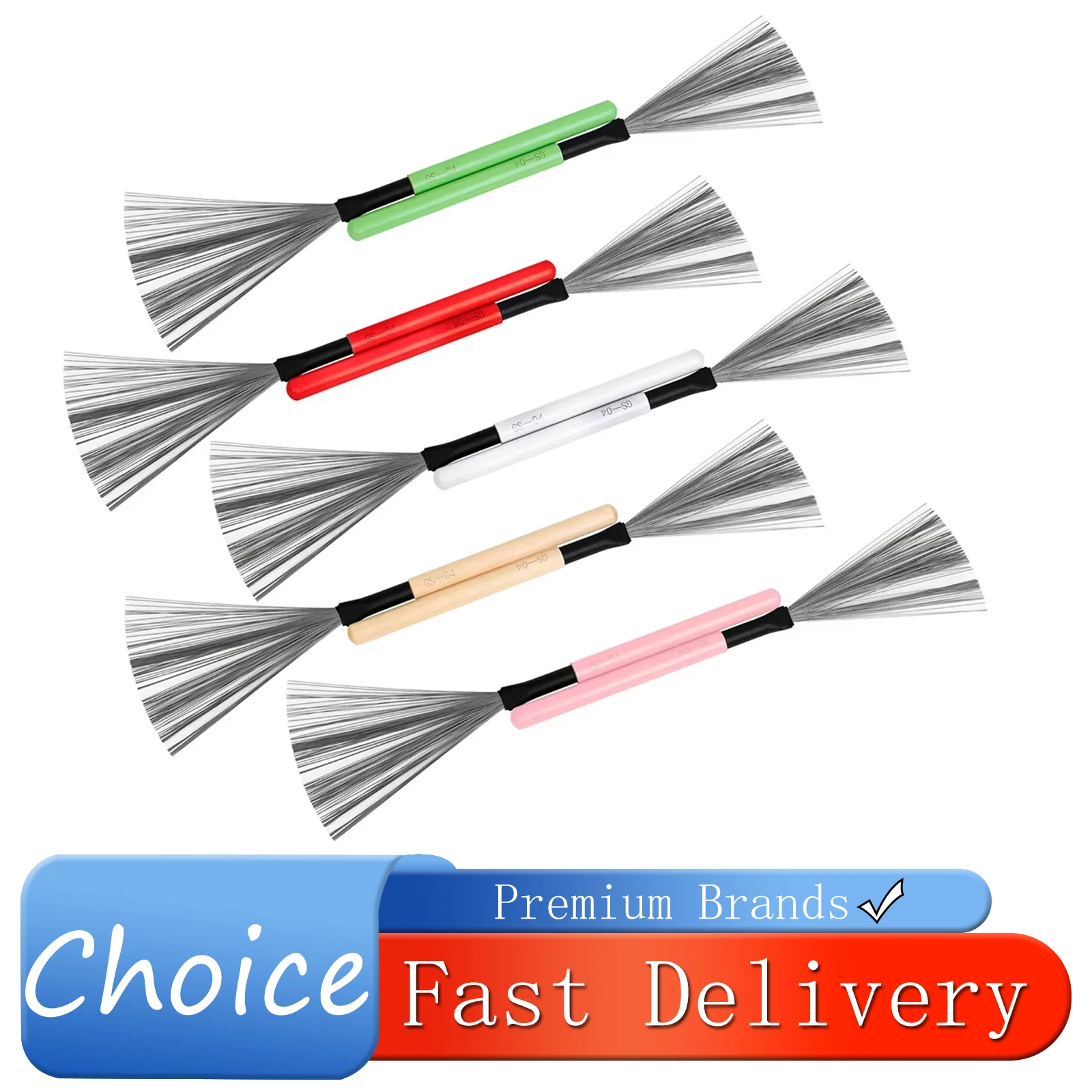 SLADE 1 Pair of Colourful Metal Wire Drum Brush Wooden Handle Suit1 Paable for Drummers to Perform Percussion Instruments Tools