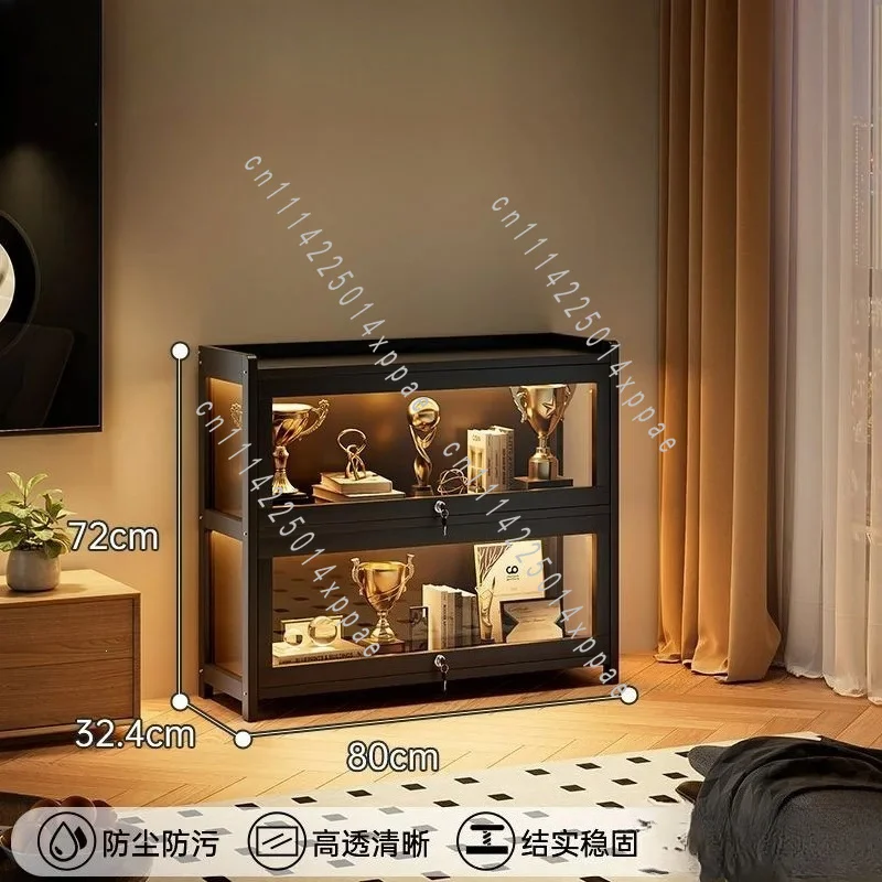 Lock High-end Transparent Display Storage Cabinet And Living Room Light Luxury Wine Cabinet Bag Cabinet with Light