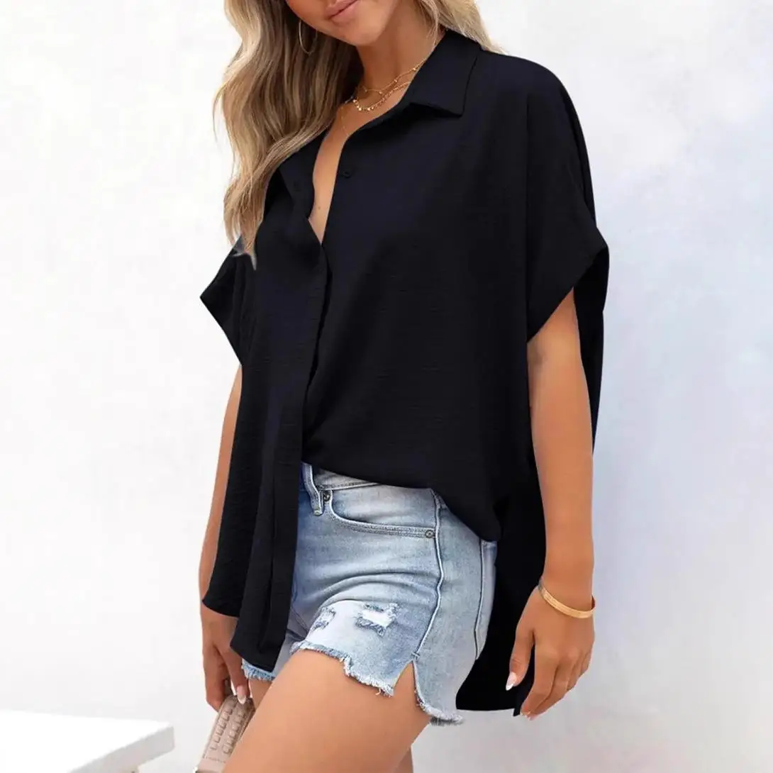 レディース オルト スリット イルト トップ ルーズフィット バットウィング スヴェ ポリエステル 春夏 カジュアル 快適 ファイオン ヨーロッパ スレ