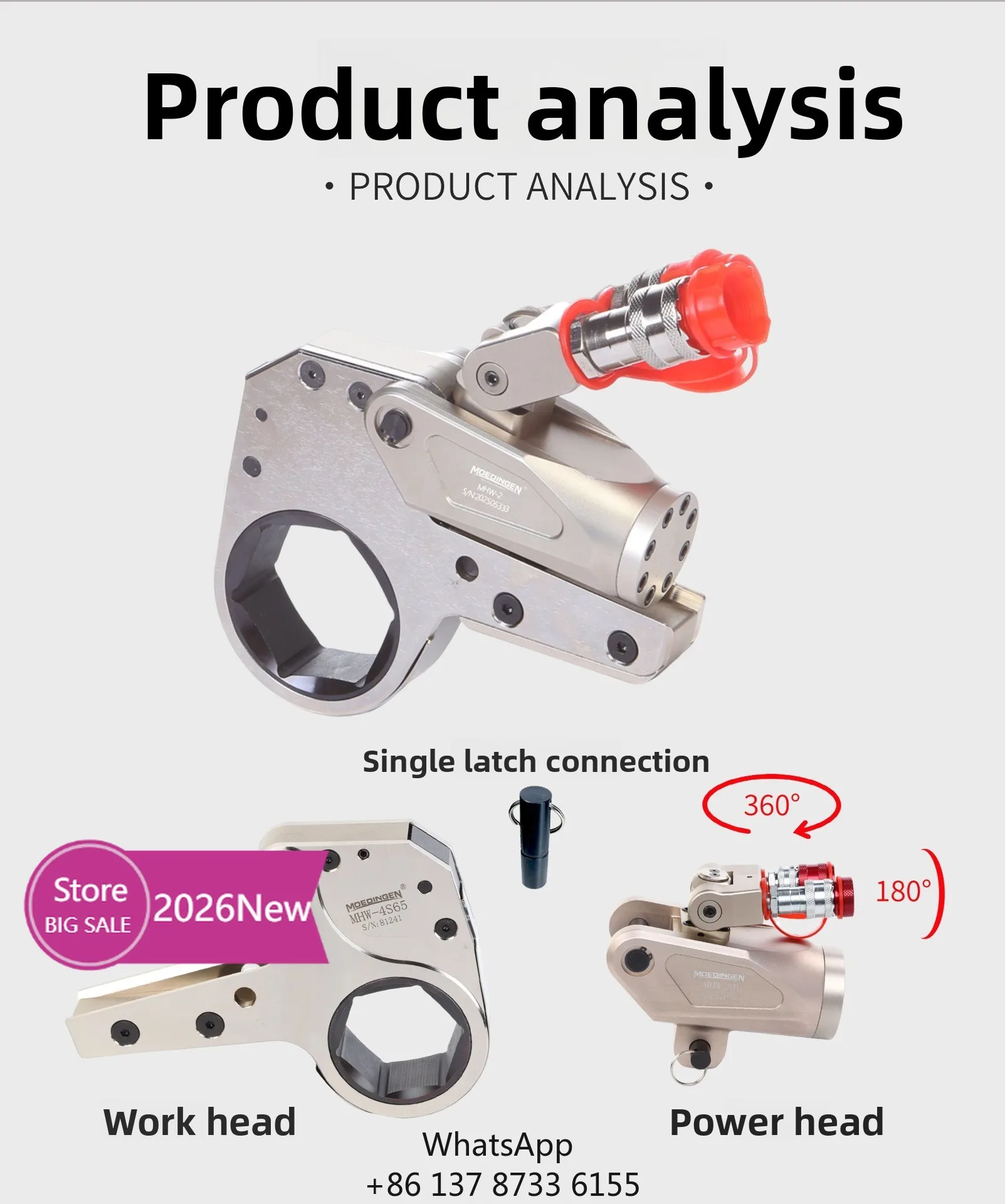 2026MOEDINGEN Hydraulic Torque Hollow Wrench Aluminum-Titanium Alloy Rust-Proof