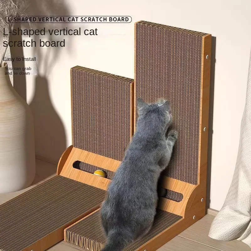 Furniture Cat Scratching Post L-shaped Cat scratch Board Wear-resistant Cat Scrapers Training Grinding Claw ToysCat Scratcher