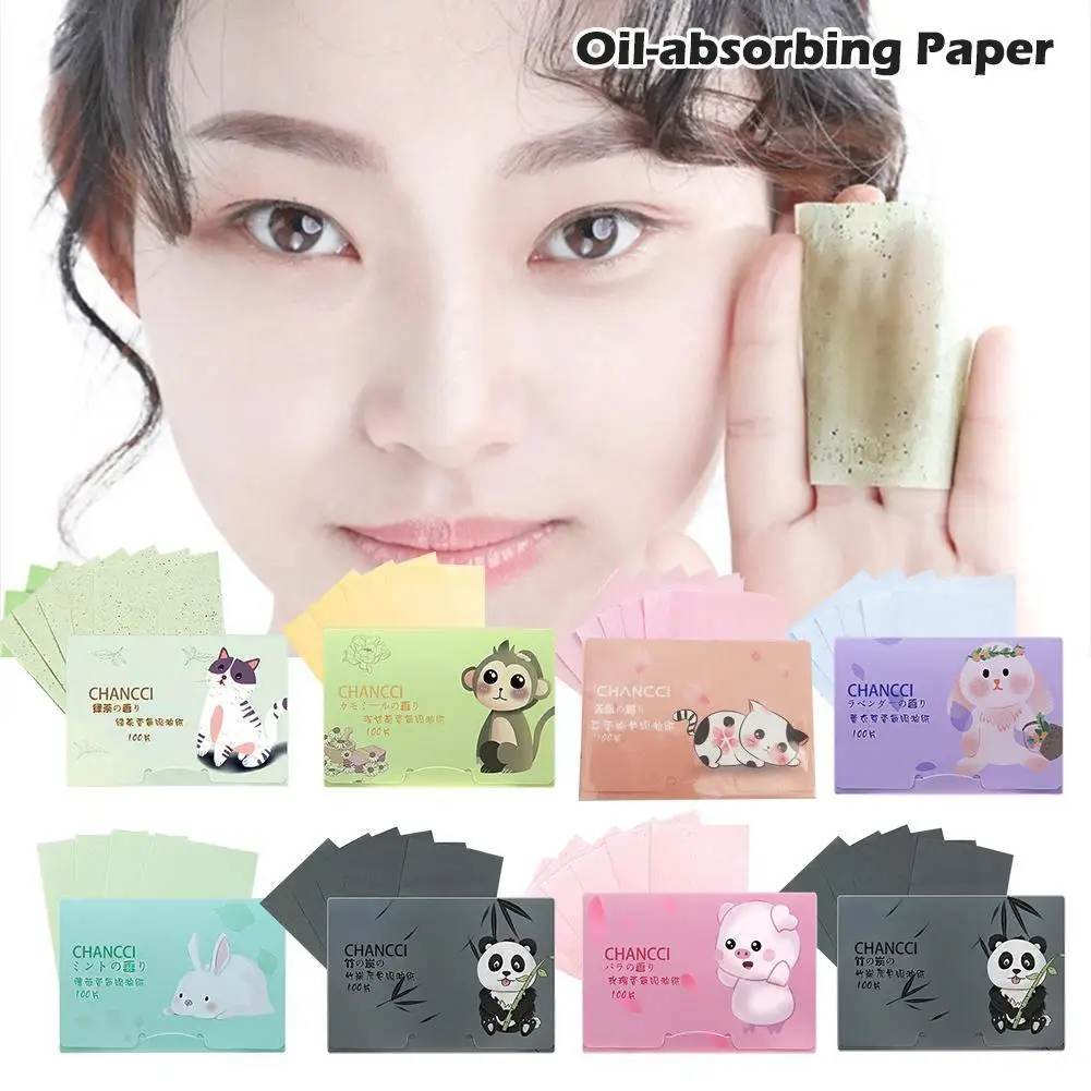 Papel de succión de aceite Facial 100, tabletas de aceite Facial absorbentes extraíbles portátiles, controles de brillo Q0D1, aceite de fragancia Facial Pa N7U9