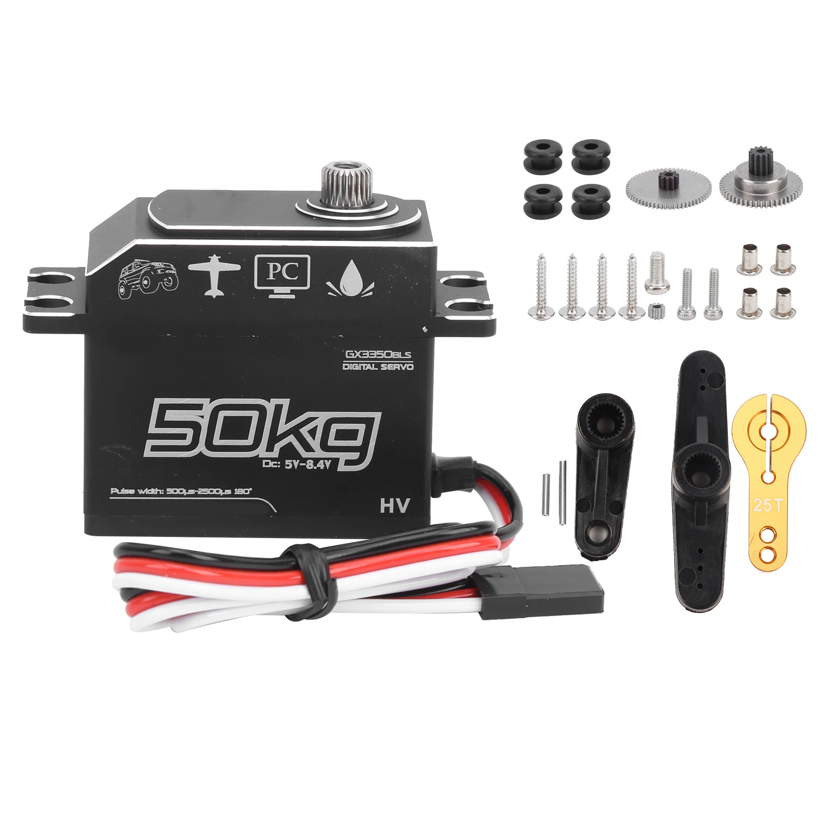 

50KG Waterproof Stainless Steel Gears High Torque Digital Servo for 1/10 1/8 RC Boat Car