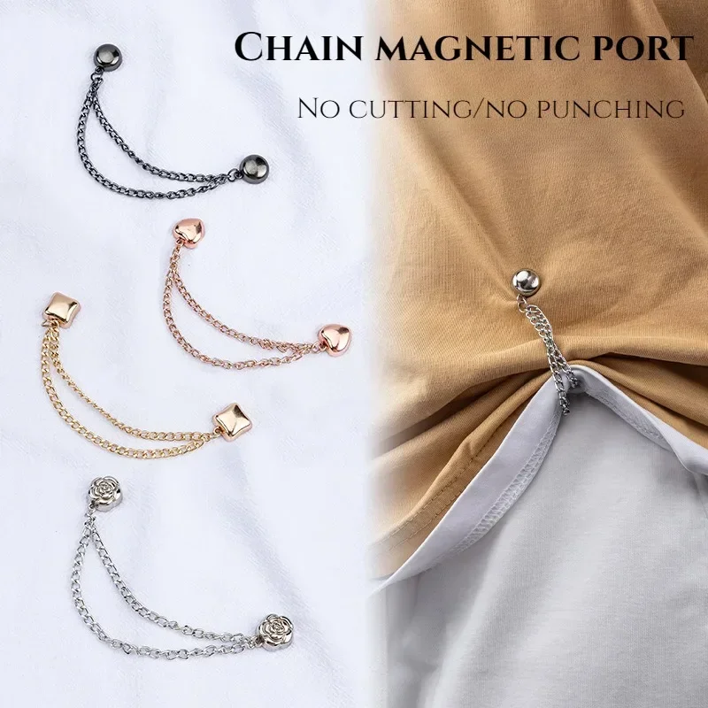 

Chain Magnetic Buckle Pant Leg Drag-proof Metal Magnetic Cuff Fixed Magnet Buckle No Seam Pant Leg Length Shortening Device New