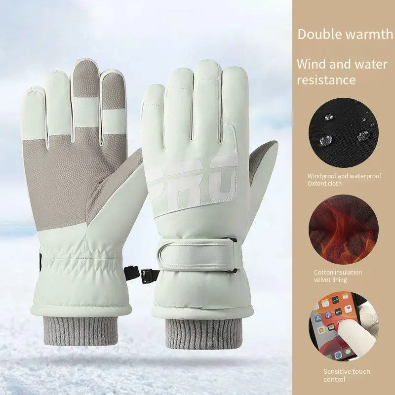 Winter Men Women Ski Gloves Windproof Warm New Touch-Screen Fleece Non-slip Snowboard Snowmobile Cycling Skiing Gloves