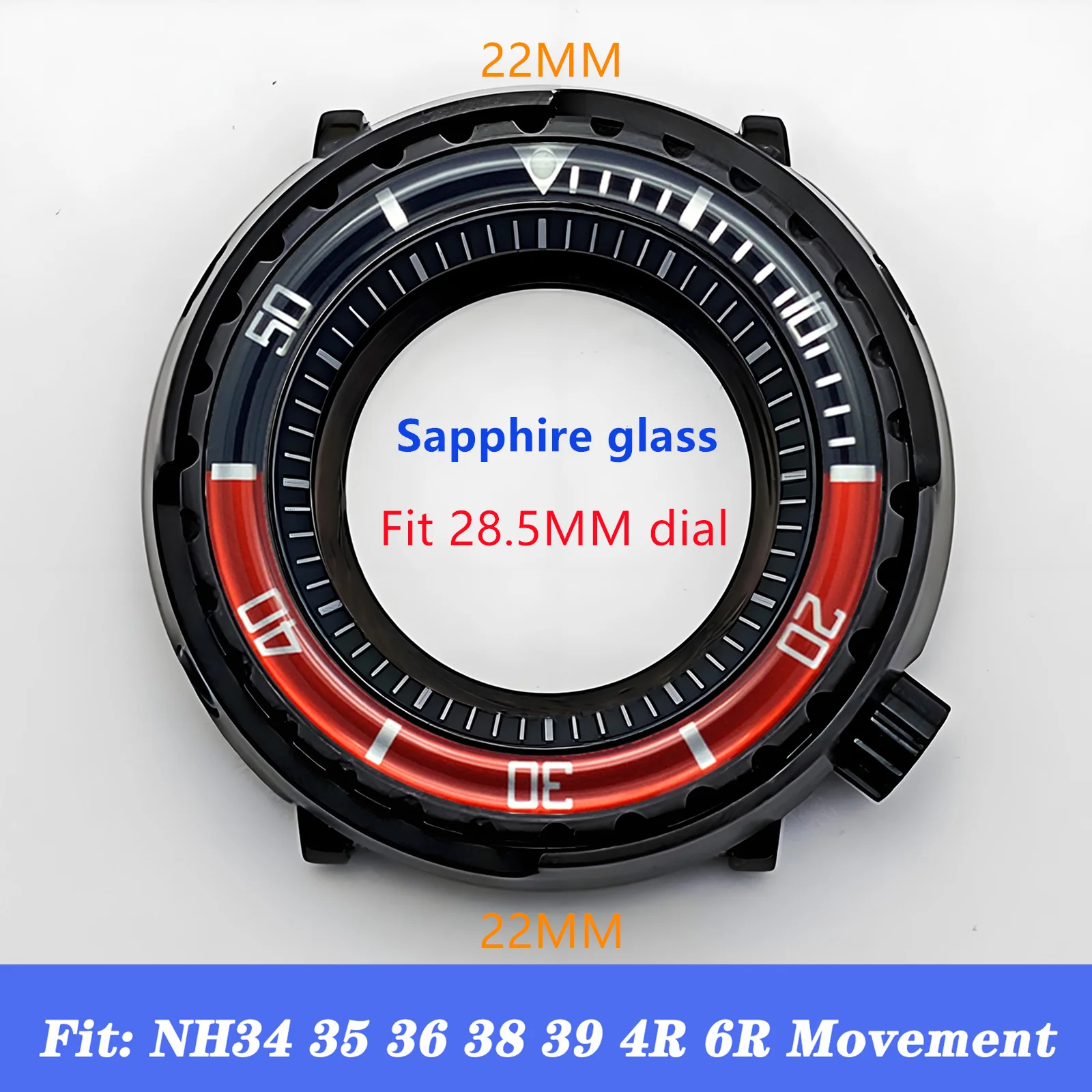 

Mod Black Tuna Can Case NH35 Case Resin Insert Sapphire Crystal Glass Stainless Steel Watch Case