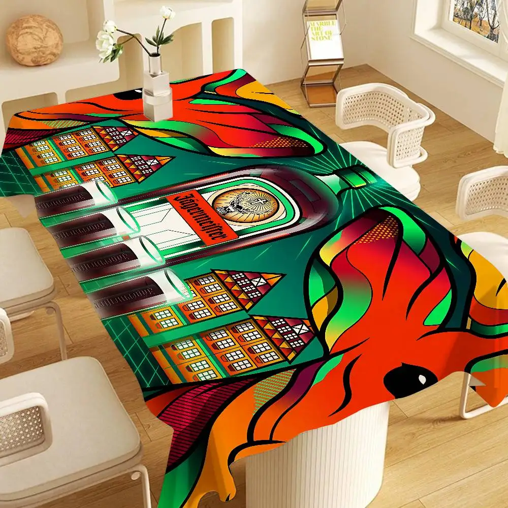 Mantel Impermeable y Resistente al Aceite con Diseño de Licor Famoso J-Jagermeister, Mantel Decorativo Antipolvo para Mesa de Noche, Mantel para Mesa de Centro