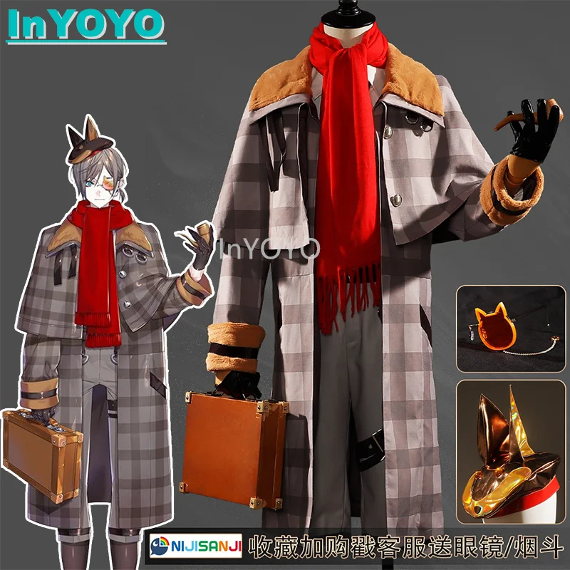 InYOYO Luxiem Mysta Rias Cosplay Costume Vtuber Nijisanji New Clothes Handsome Uniform Suit Long Coat Halloween Party Outfit Men