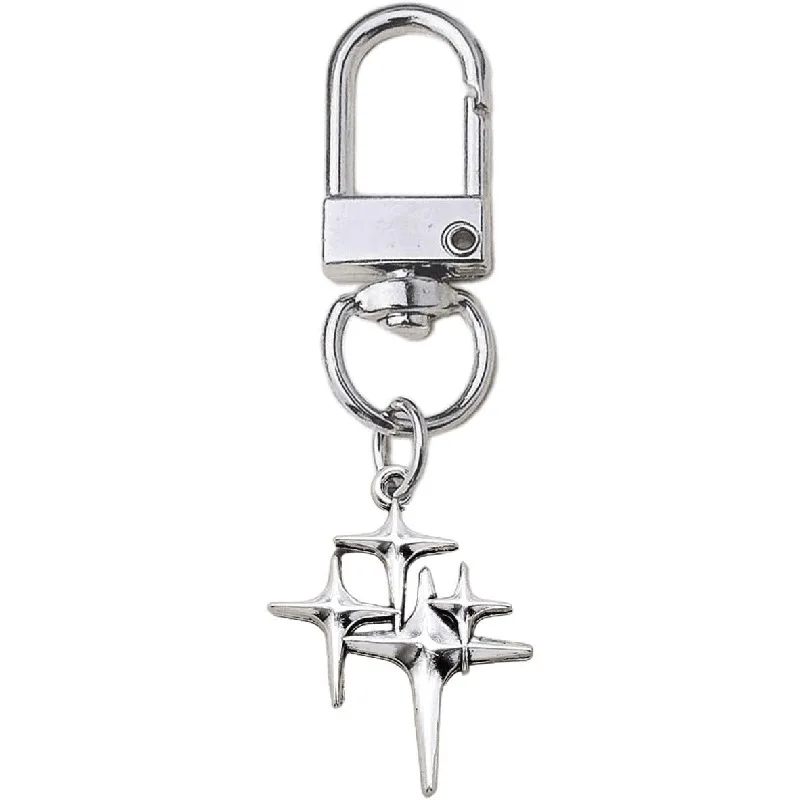 Y2K سلاسل المفاتيح نجمة القمر حلقات المفاتيح المعدنية للنساء الرجال الصداقة هدية حقيبة يد الديكور المجوهرات المصنوعة يدويا #5