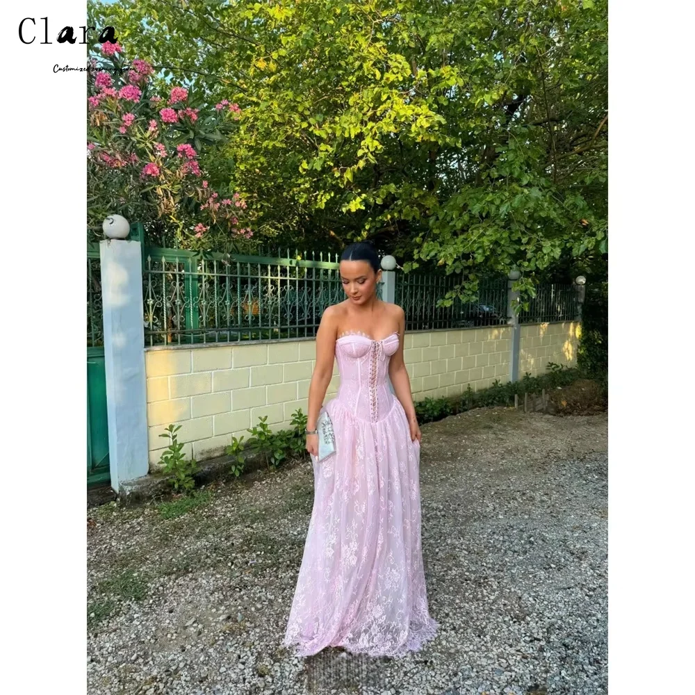 

Женское вечернее платье Clara с кружевом розового цвета «рыбий хвост» и открытыми плечами, роскошные элегантные коктейльные платья 2025, вечерние, выпускные