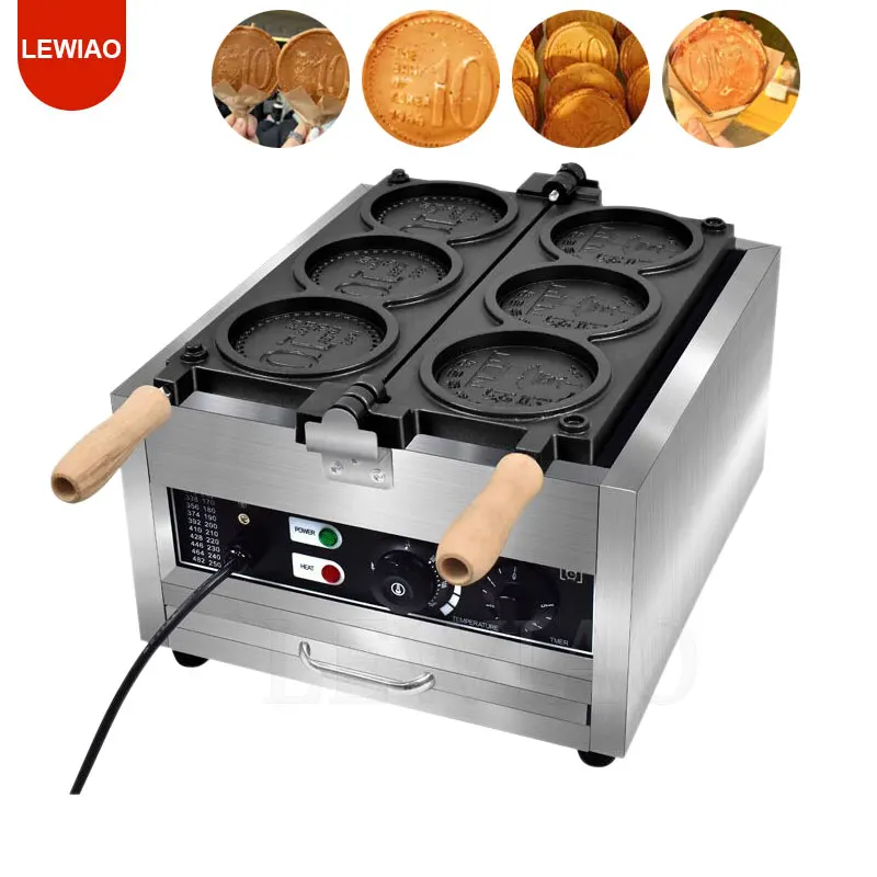 Electric Commercial Korea Coin Scones Waffle Maker For Sale Gold Coin Waffle Machine