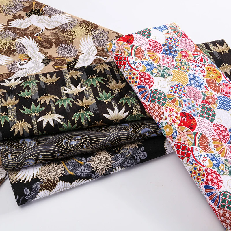 Paño de algodón con estampado Floral japonés, Material de tela acolchada para costura, paquete de almazuela, bolsa de muñecas, tela de costura, 5 uds.