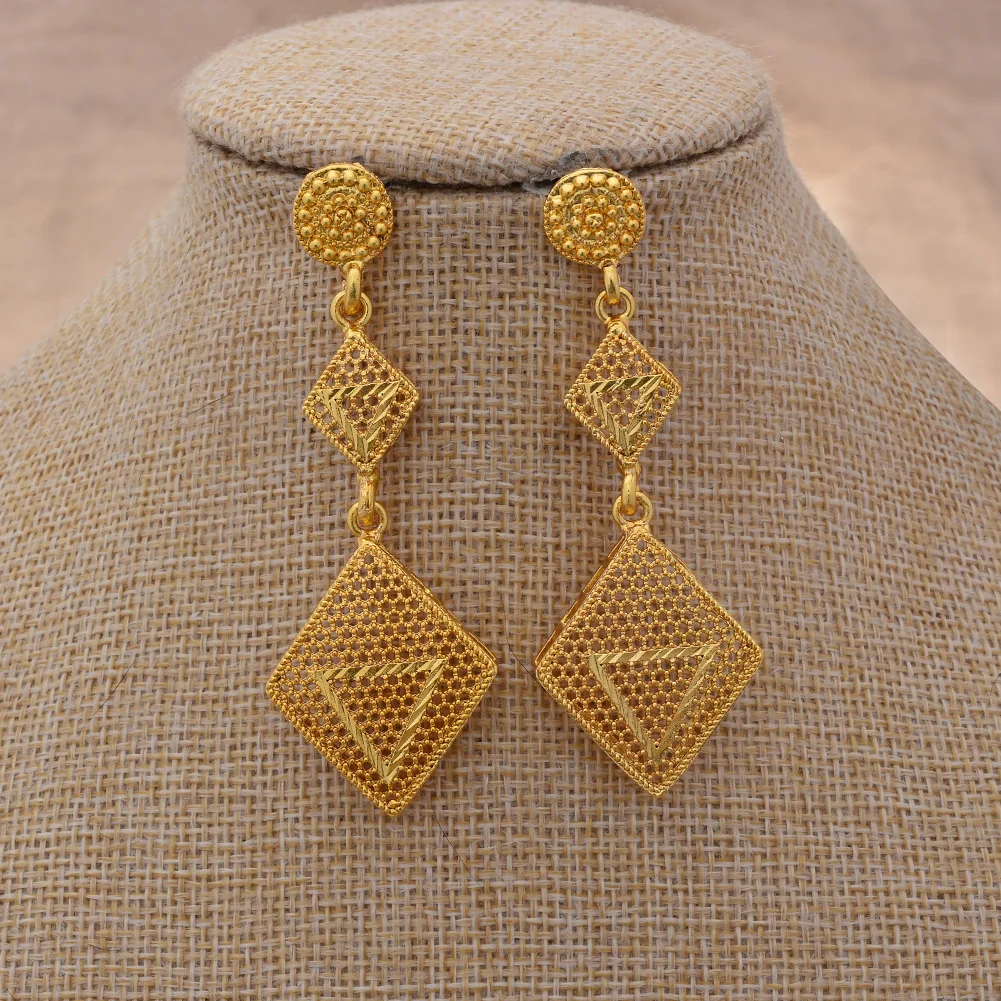 Dubai Nigeria Dubai African Earrings France Women Girls Ethiopian Gold Color Earrings Arab Birthday Gift