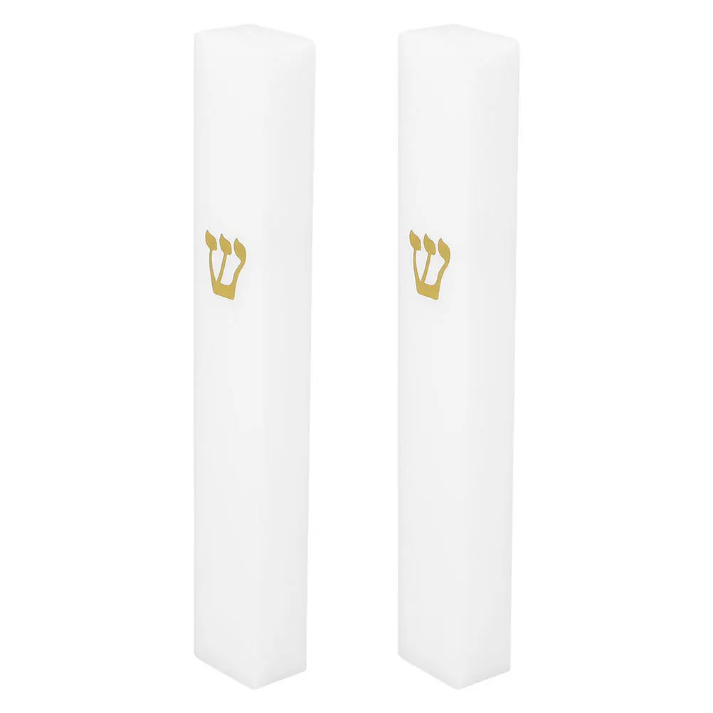 

2Pcs White Resin Mezuzah Case Decorative Jewish Door Mezuzah Easy Installation Indoor Outdoor Use Weather Resistant Home