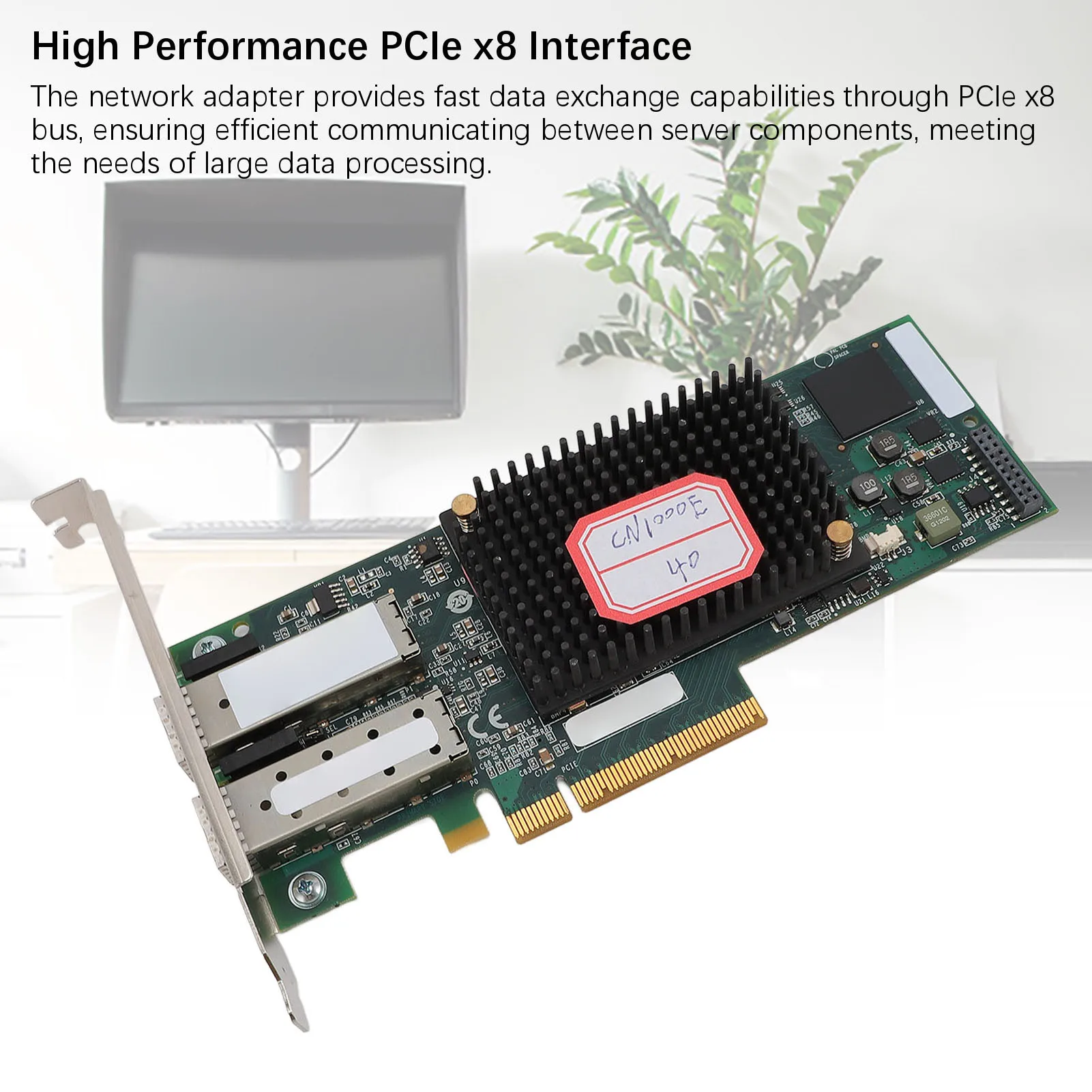 อะแดปเตอร์เครือข่าย PCIE 10GbE การถ่ายโอนข้อมูลการ์ดเครือข่าย PCI Express เข้ากันได้สูงการเชื่อมต่อที่เสถียรอินเทอร์เฟซ PCIe X8 สําหรับพีซี