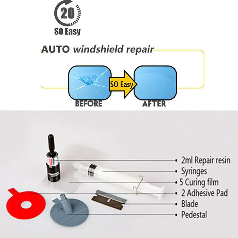 Auto Glass Windshield Repair Kit, Quick Fix Reparação Kit para Todos os Tipos, Ferramentas Decorativas Adesivos