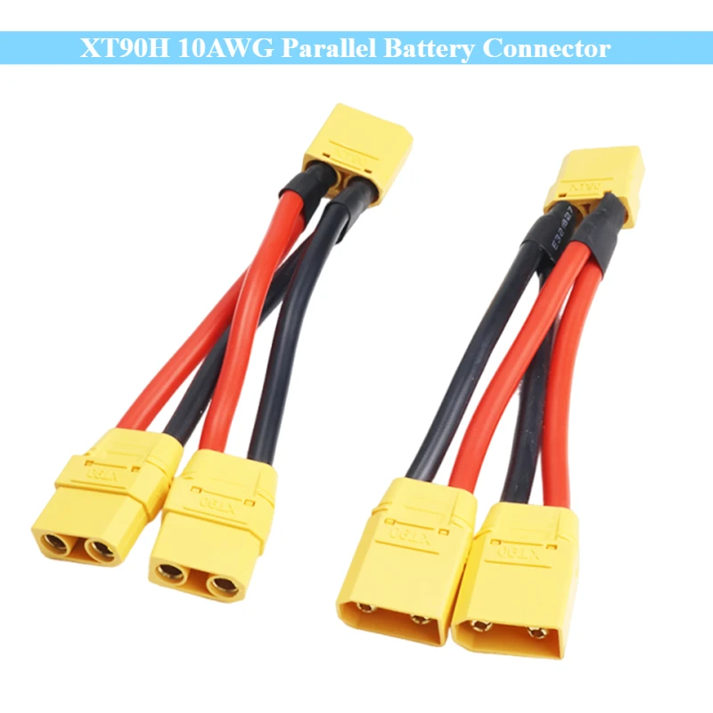 Divisor Y XT90H com Shell 10AWG Conector de bateria paralela Cabo macho/fêmea Extensão dupla Fio de silicone de 3 vias para bateria RC