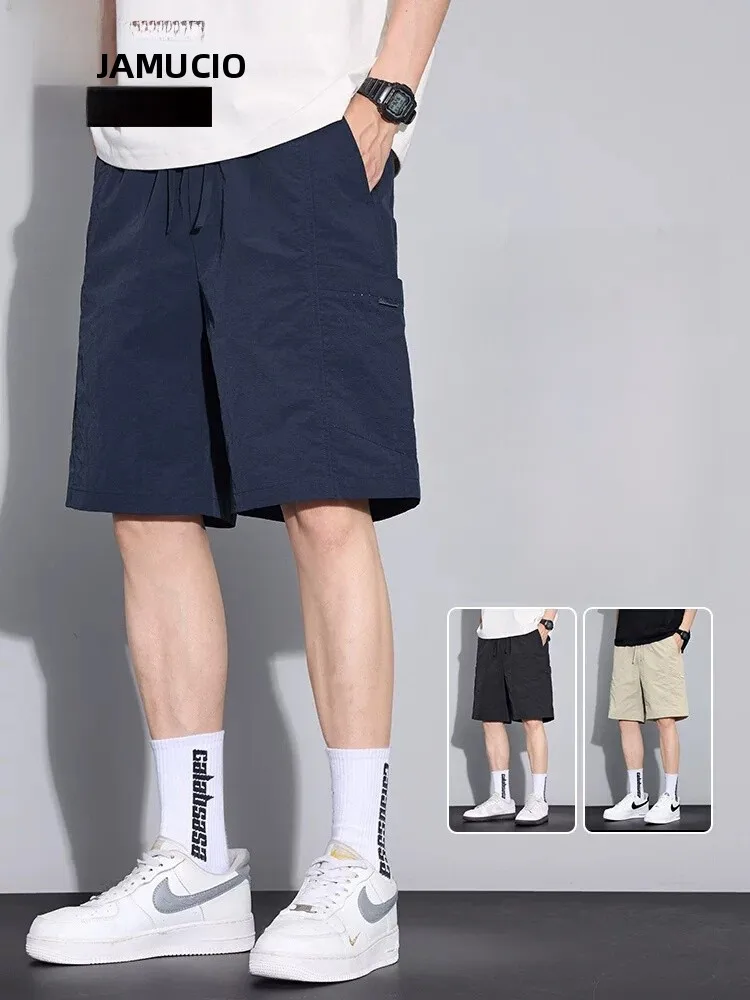 Bermudas Masculinas de Trabalho em Seda Gelada, Finas, Casuais, Esportivas, de Corte Solto, Comprimento Três Quartos, Marca TUCANO, em Tecido de Nylon, para Uso Diário Juvenil de Verão