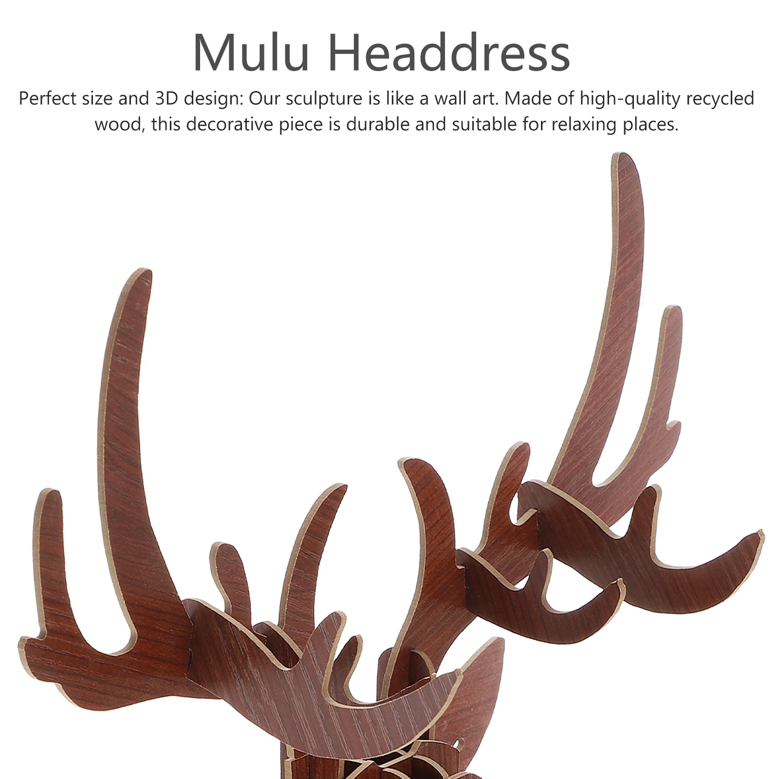 

Head Wall Hanging Wooden Deer Adornment Vintage Decor Antler Frame Craft Accessories Bedroom Office Gallery Wall