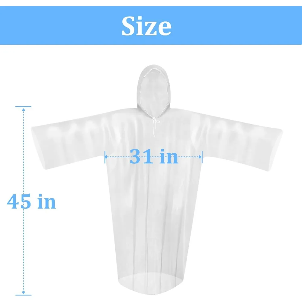 عباءات المطر للاستعمال مرة واحدة للبالغين - عباءات شفافة مقاومة للماء مع غطاء محرك السيارة، معدات المطر في حالات الطوارئ لـ #4