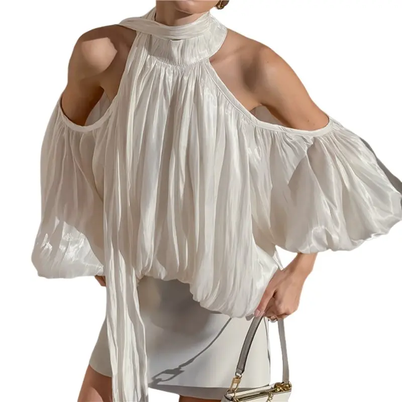 

CYL-Женская блузка с открытыми плечами и длинными рукавами, универсальный и элегантный топ для повседневной носки