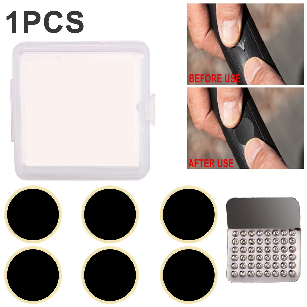 1Set Portable Bike Tire Repair Kit Rubber Patches Self Adhesive No Glue Necessary for Cyclist on Road Bike Tire Repair Supplies