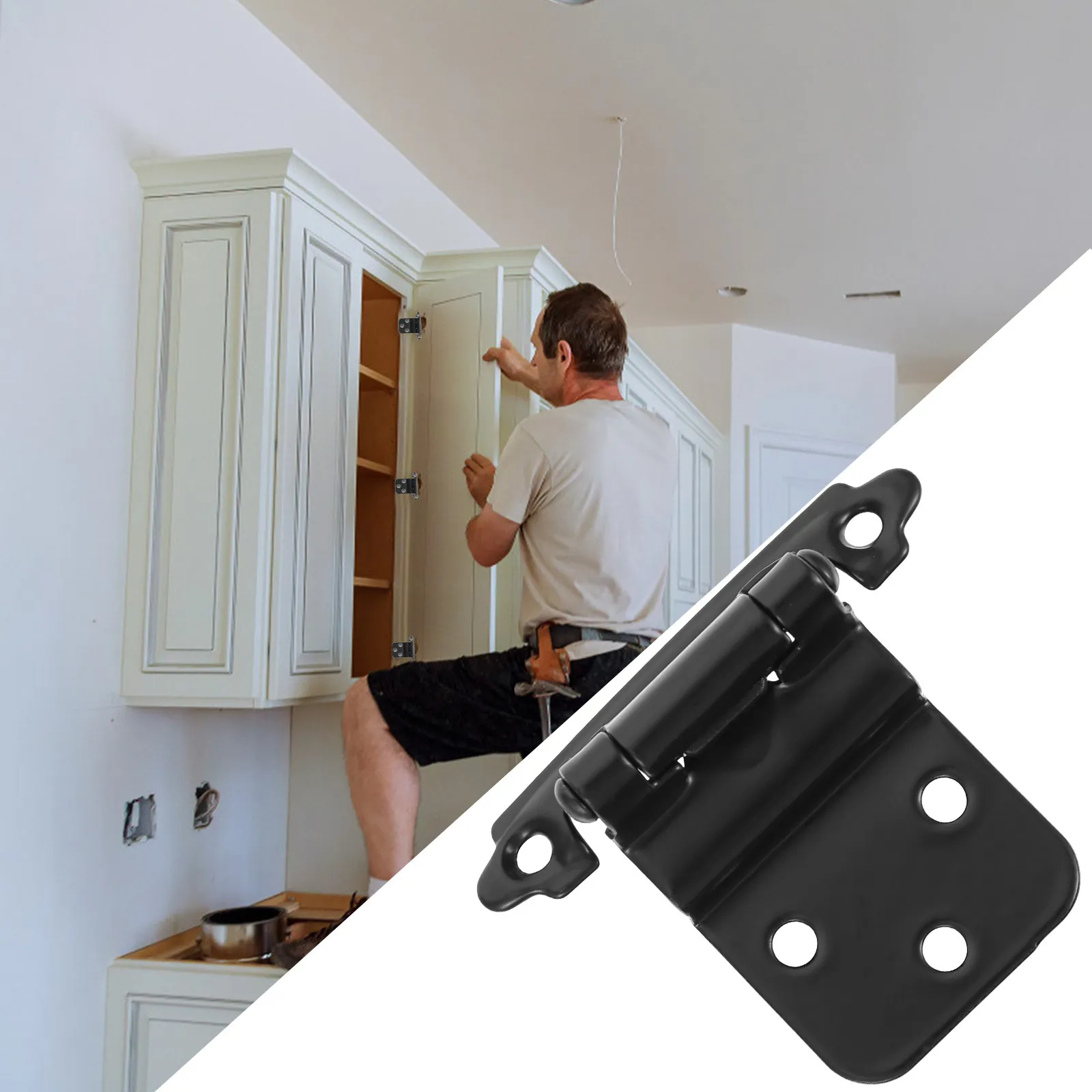 10Pcs Self-Closing Door Hinges Heavy Duty Metal Furniture Cabinet Cupboard Hinges Polished Surface Long-Lasting Rust Proof