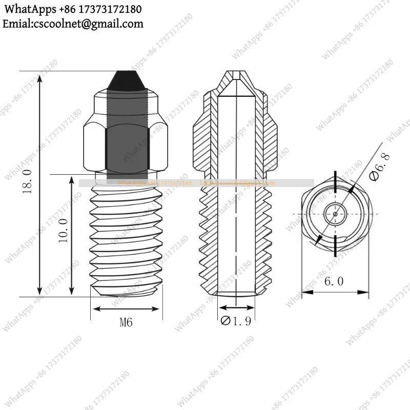 JS03 Bimetal Chromium Zirconium Copper Hardened Steel Nozzle For ELEGOO Neptune 4 Pro 3D Printer Parts