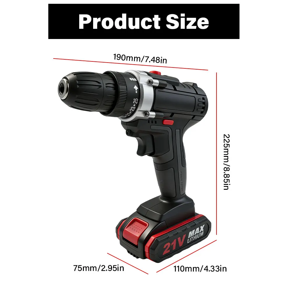 أدوات كهربائية ذاتية الصنع، بطارية ليثيوم، شحن لاسلكي 21 فولت، مثقاب كهربائي لاسلكي عالي الطاقة، مثقاب يدوي للمنزل #6