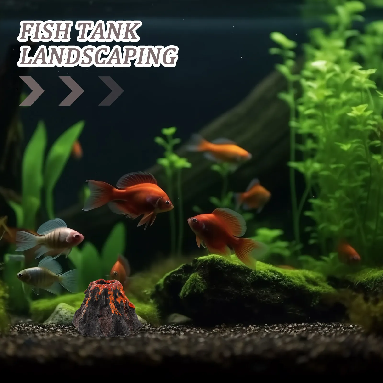 Décoration de Volcan pour Aquarium, Ornement Paysager en Résine pour Bassin à Poissons, Simulation de Terrain Volcanique, Décoration Non Nocive pour la Qualité de l'Eau