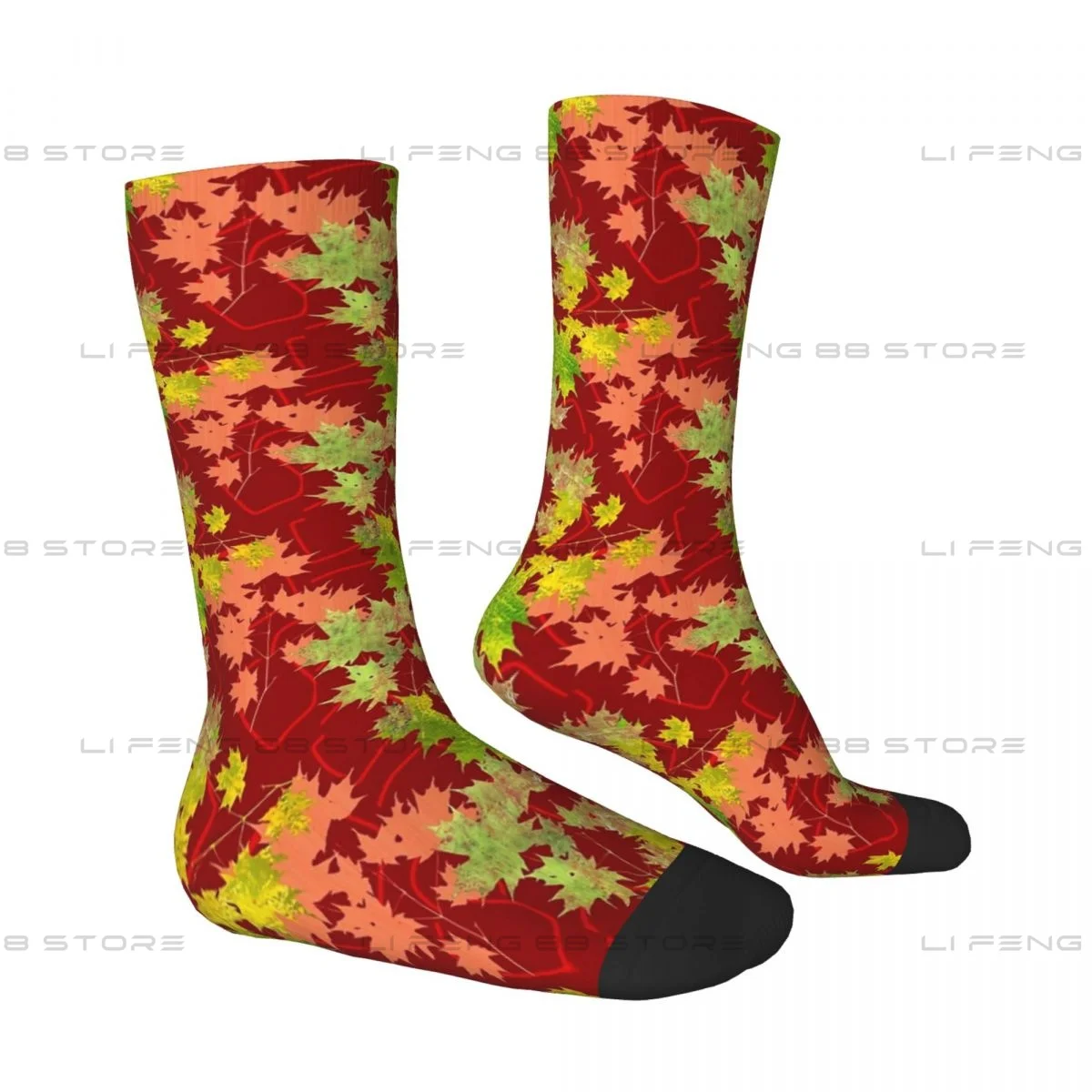 Maple Leaf Autumn Pattern Acorns And Oak Leaves Pattern Unisex Winter Socks Outdoor Happy Socks Street Style Crazy Sock