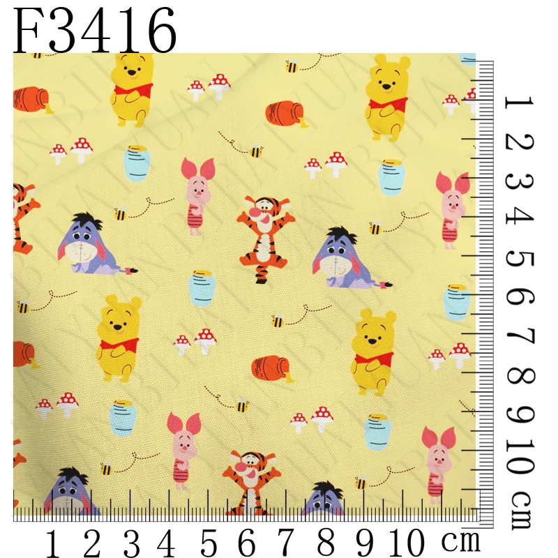 45X145cm cartoon Winnie the pooh tigger Eeyore Print Polyester cotton fabric sewing DIY cloth Material Handmade F3416