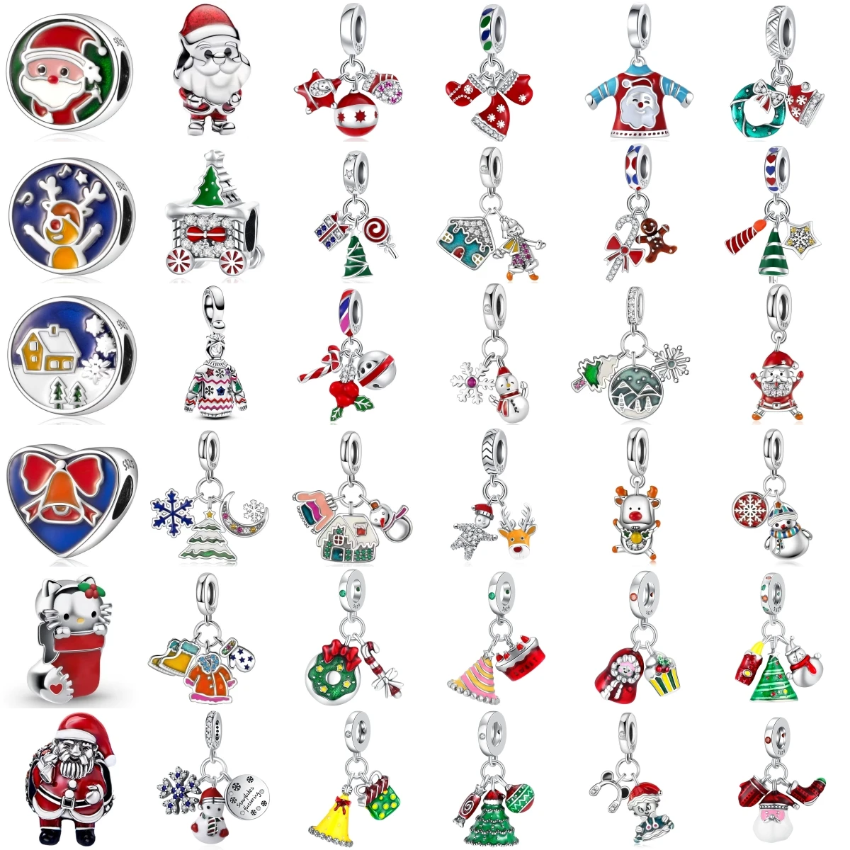 

Hot Sale 925 Silver Christmas Hat Socks Snowman Sweater Charm Bead Set Fit Original Bracelet Accessories DIY Women's Jewelry