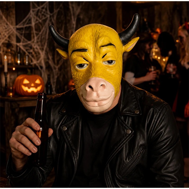 New Halloween Latex Cow Head Mask Headgear Movie Niulai Funny Headgear Party Decor Performance Headgear Movie Fan Collection