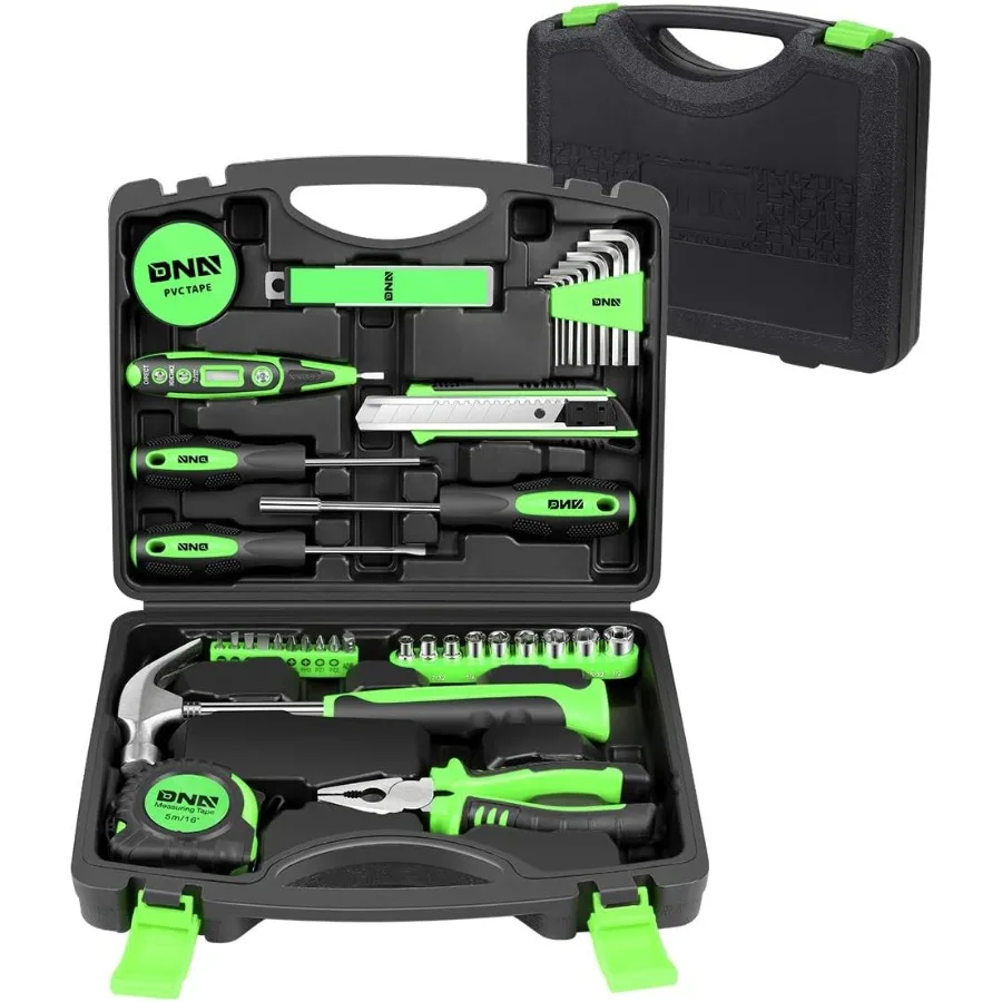 

Green 46 Pieces Home Tool Set for Electronic Repair and DIY Projects: Precision Screwdriver Voltage Tester Hammer Pliers Kit wi
