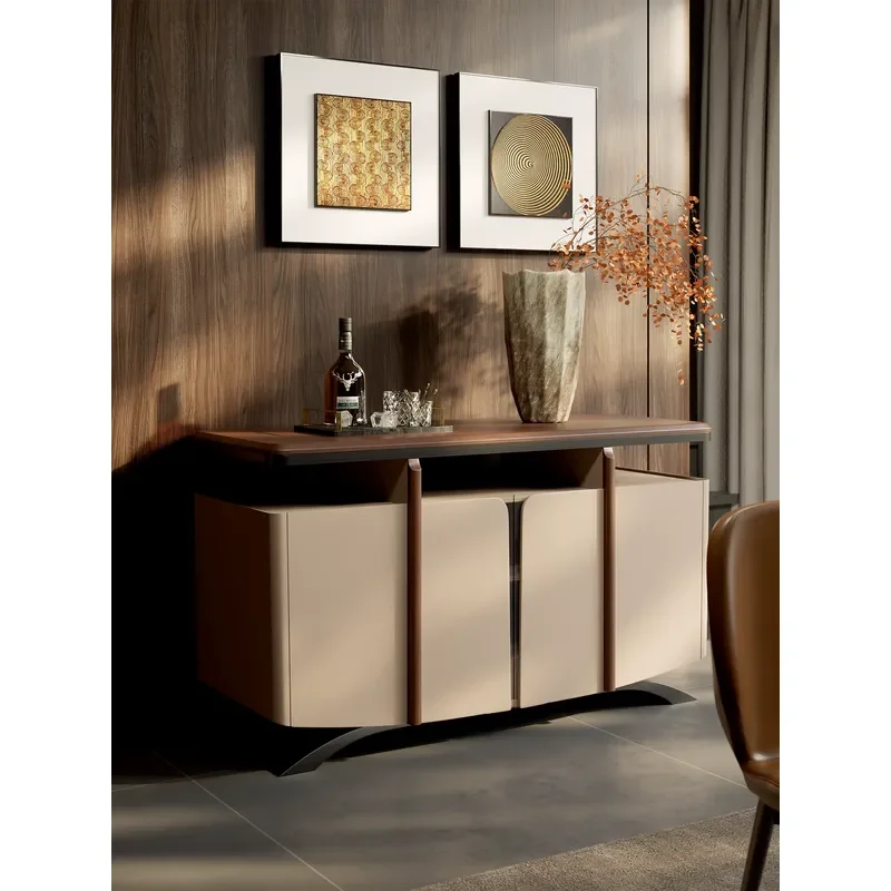 Black Walnut Side Cabinet Large Floor Standing Storage Unit for Living Room Dining Room Wall Mounted Locker Antique Style