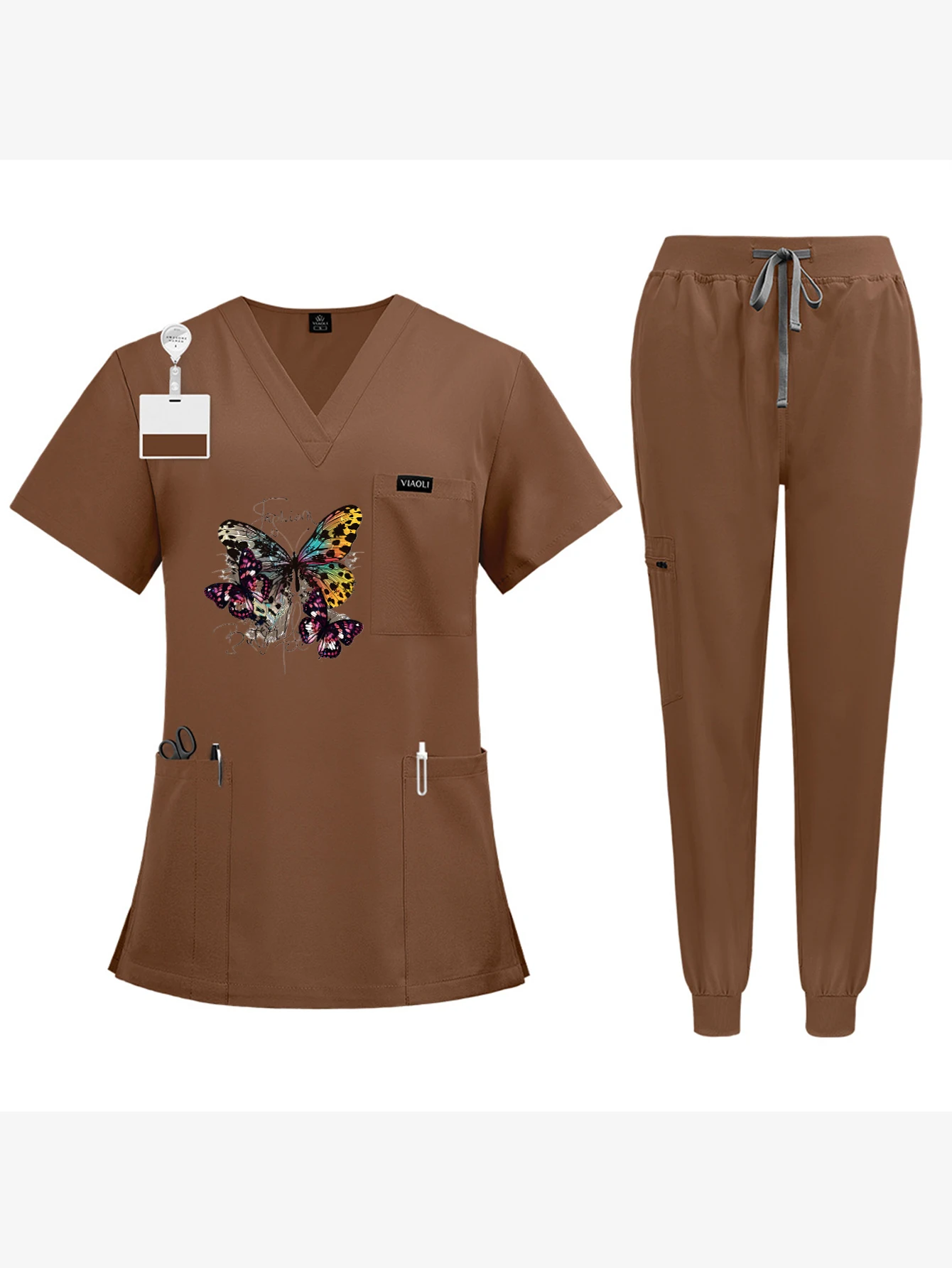 ชุดสครับแพทย์แขนสั้นสำหรับผู้หญิง สีใหม่ ลายพิมพ์แบบกำหนดเอง/DIY/พิเศษ สำหรับพยาบาล ศัลยแพทย์ ผู้ดูแลผิว ชุดป้องกันการติดเชื้อ