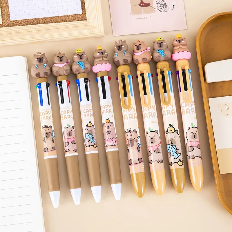 36pcs/lot Cartoon Capybara 4/6 Colors Ballpoint Pen Cute Press Ball Pens Office School Writing Supplies Stationery