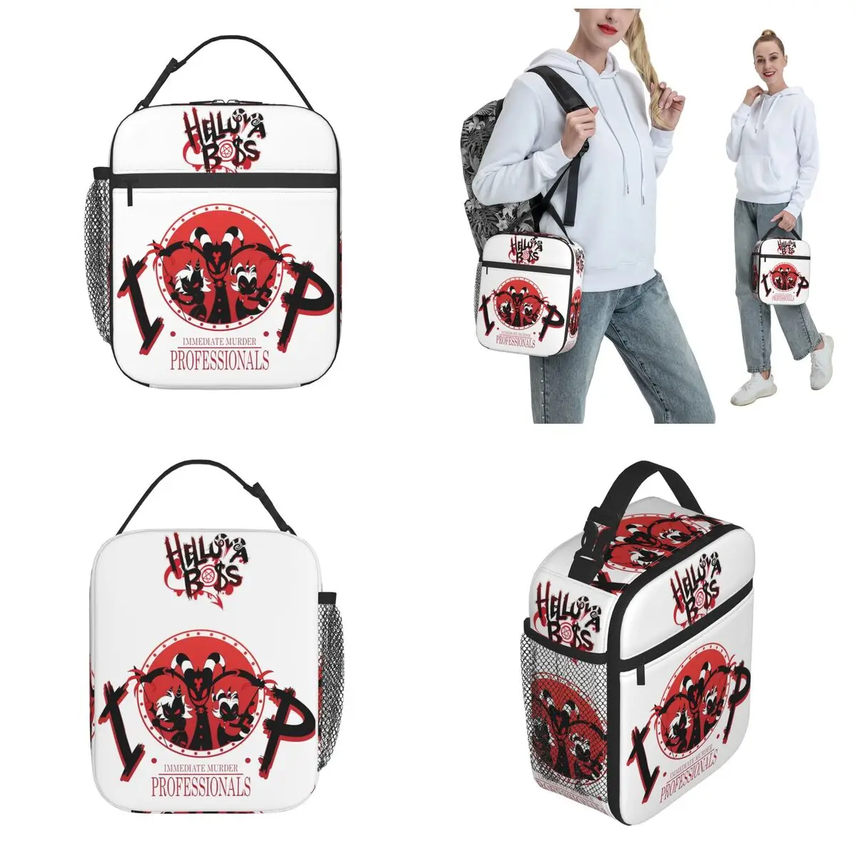 Helluva Boss Start Up Killing Company Insulated Lunch Bag Blitzo Cartoon Food Container Portable Cooler Thermal Lunch Boxes