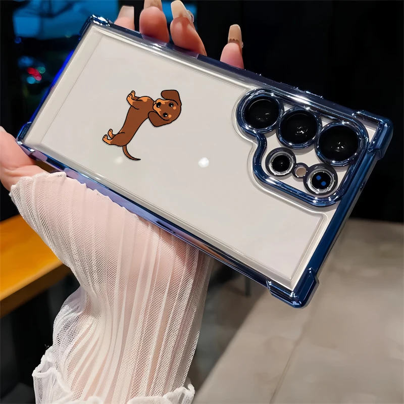 Cartoon Dachshund Pattern Case For Samsung Galaxy A52S A52 A32 A12 A22 A31 A21S A50 A51 A30 A20 A10S Four-Corners TPU Cases Etui