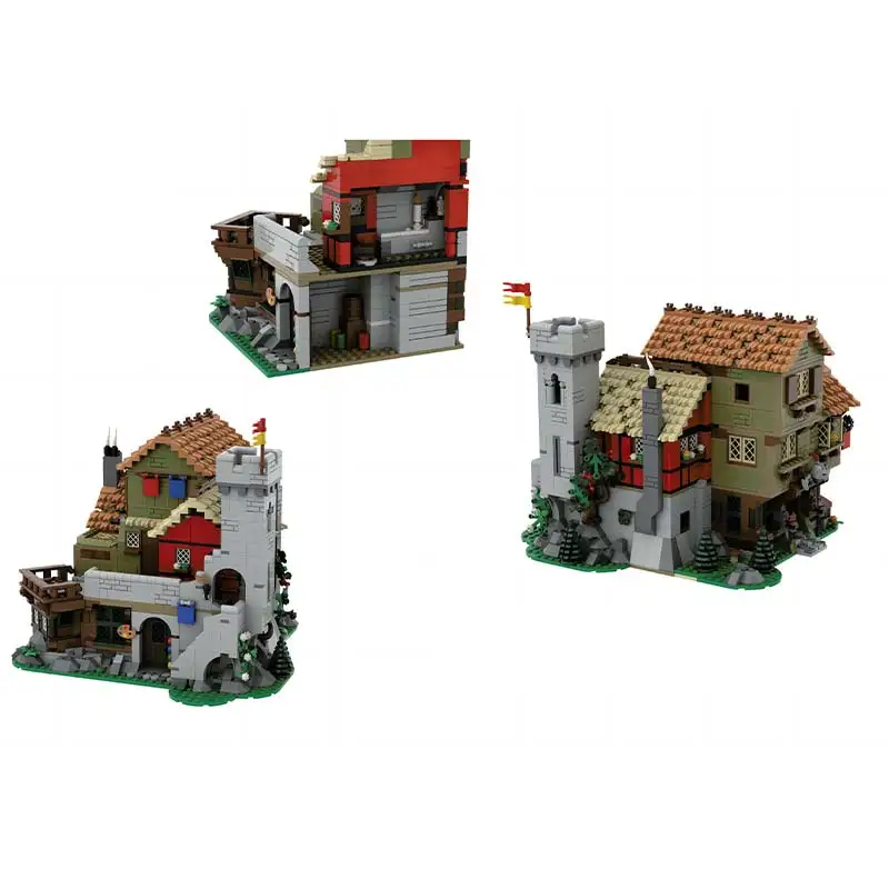 市ストリートビュー建物中世の町広場モジュラー建築 DIY テクノロジーブロックモデルパズル子供のレンガのおもちゃギフト