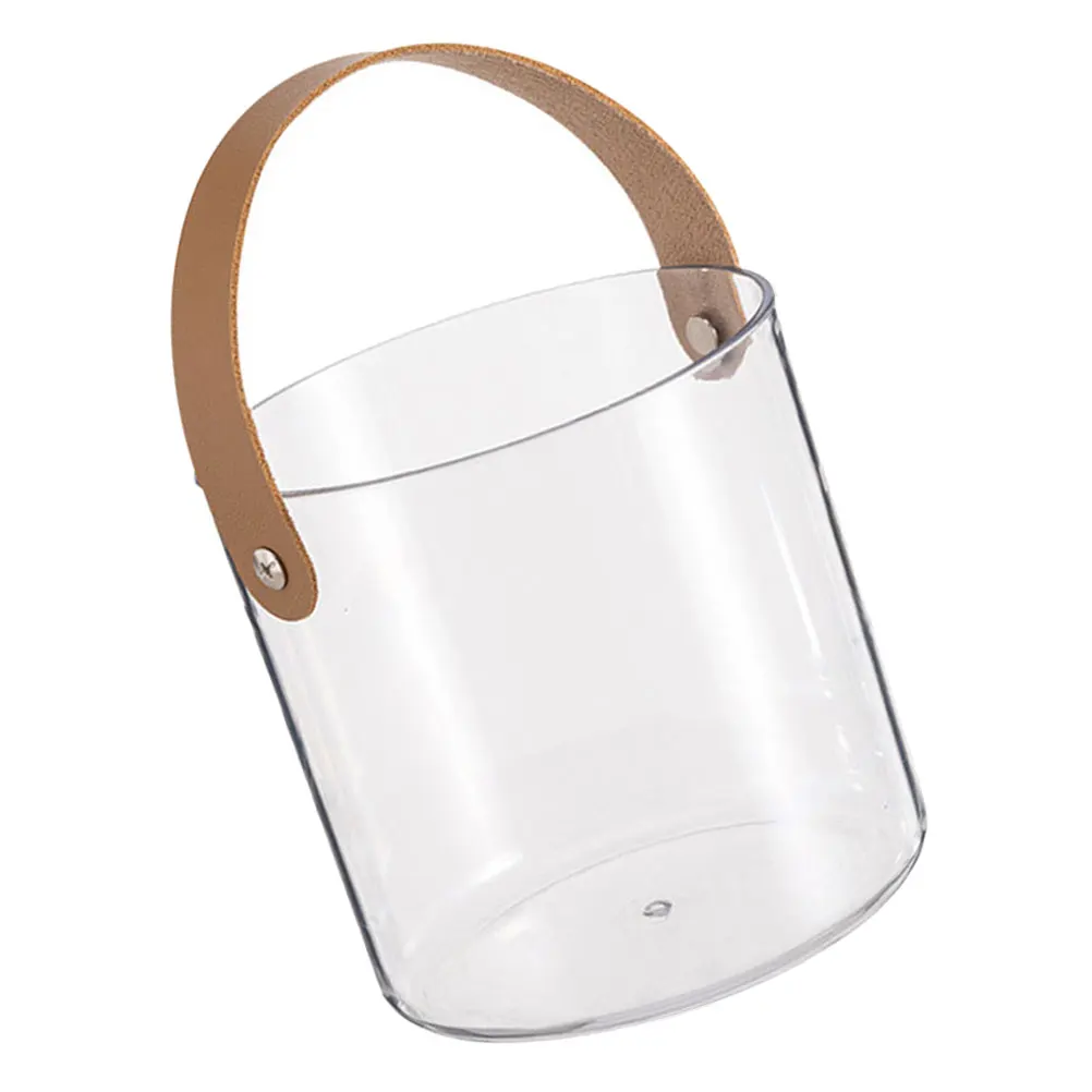 

2PCS Transparent Ice Bucket Snack Basket Plastic Bar Ice Holder Home Party KTV Restaurant Space Saving Sturdy Handle Beer