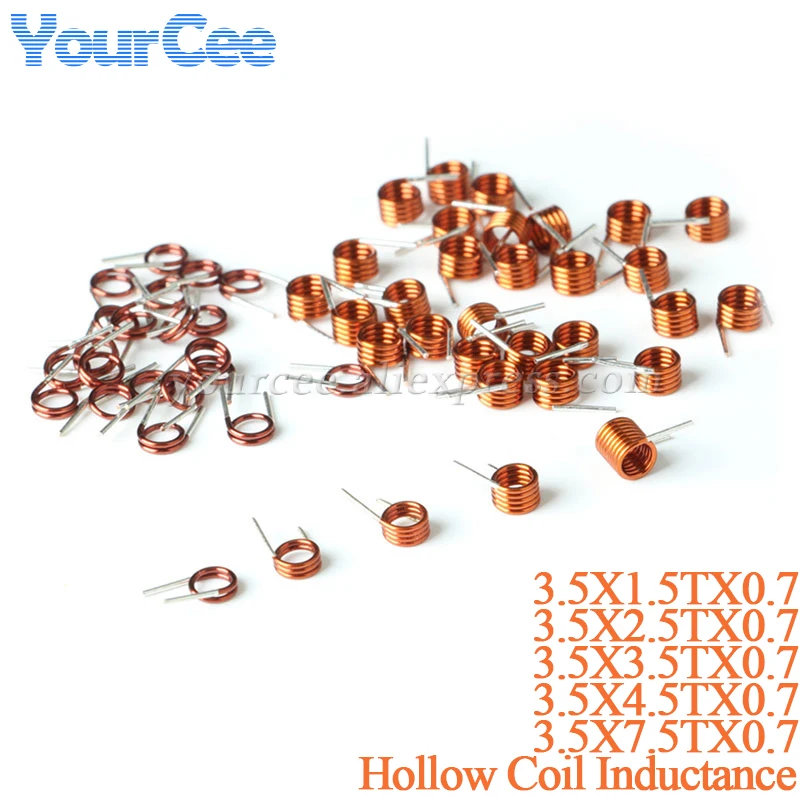 50Pcs Hollow Coil Inductance 3.5*1.5/2.5/3.5/4.5/7.5T*0.7 Remote Control FM Inductor Copper Wire Coilcraft Inductor