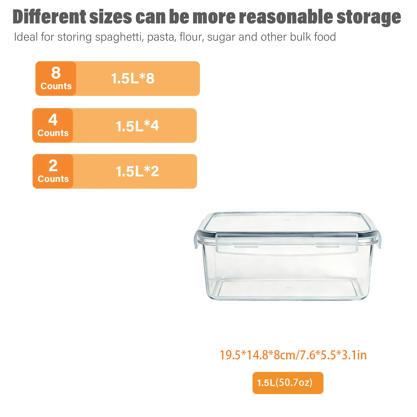 1.5L 2/4/8Pcs Rectangle Fresh-Keeping Box Set for Meal Preparation Lunch Box Picnic